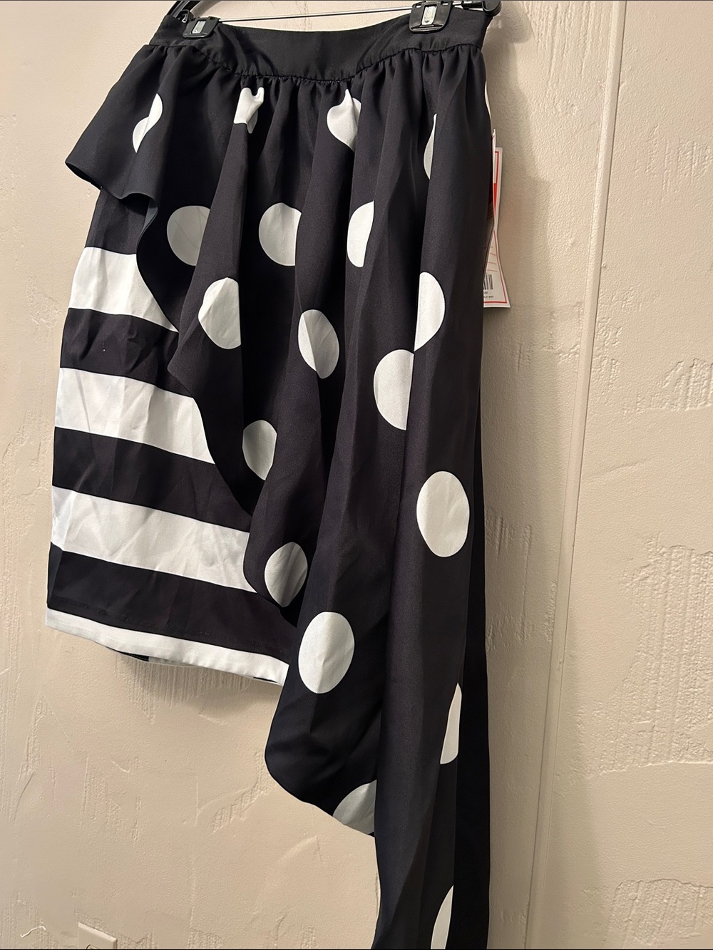 Black & White Polka Dot Asymmetrical Skirt